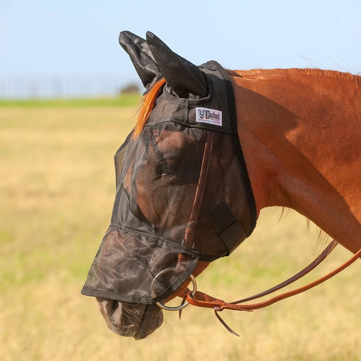 Practical Cashel Quiet Ride Fly Mask with Long Nose and Ears – Black Warmblood Minimalist