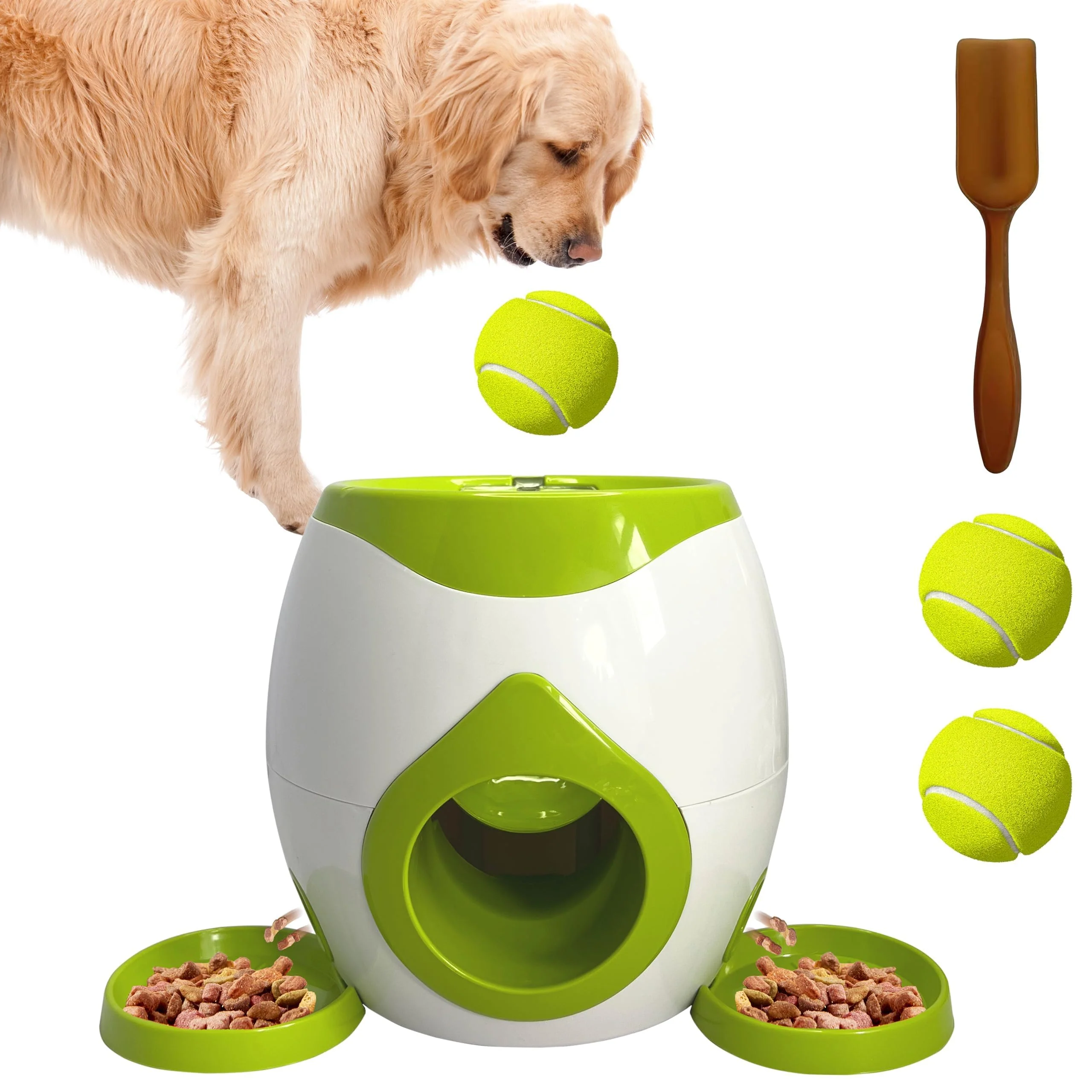 World-Class ABUUL ABULL Interactive Dog Puzzle Toy – Drop The Ball for Treats 2-in-1 Slow Feeder Treat Dispenser Green Crafted