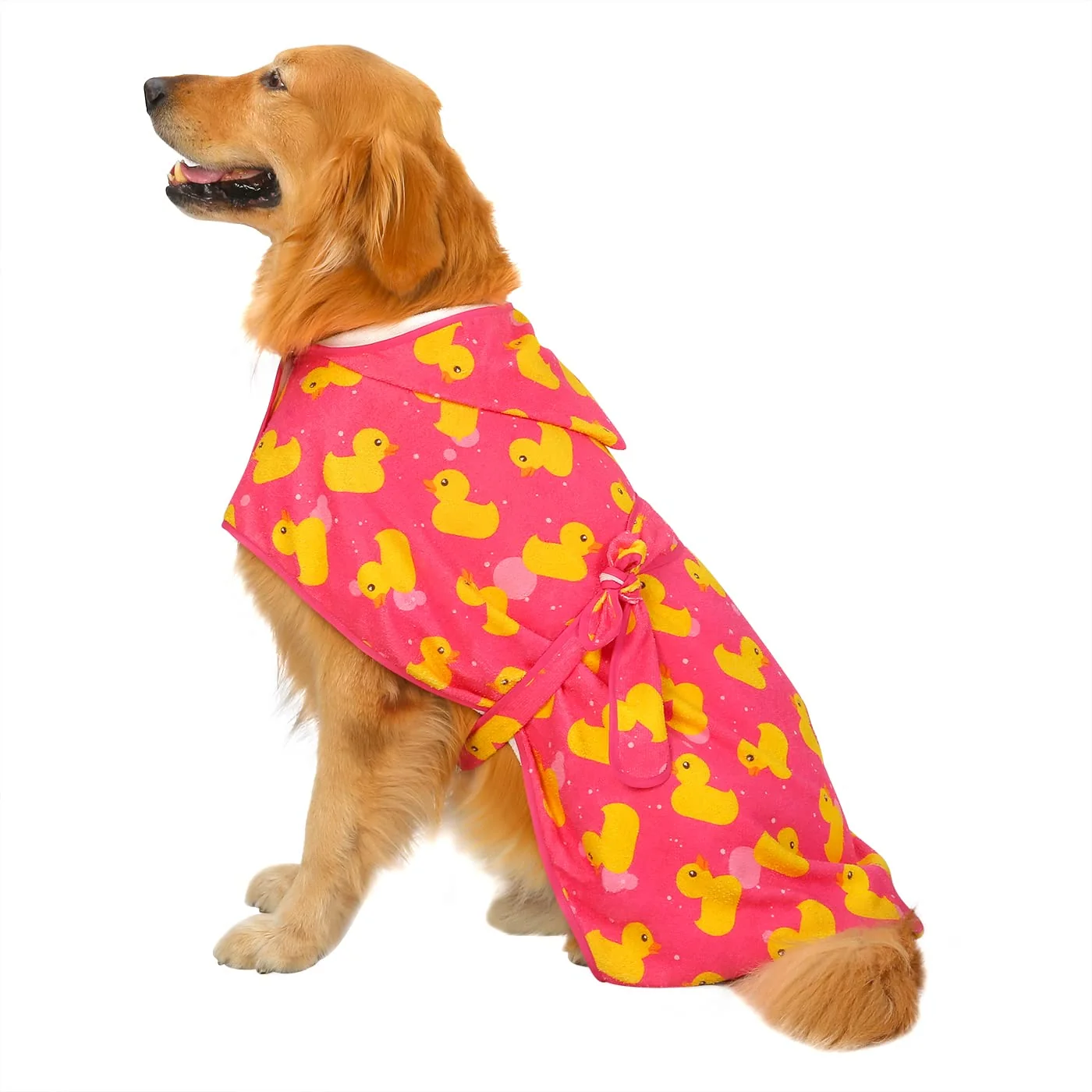 Verified HDE Dog Bathrobe – Pink Rubber Ducks XL Quick-Dry Hooded Towel S-XXL Eco-Friendly