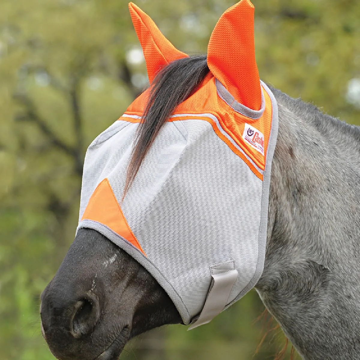 Pure Cashel Crusader Fly Mask Standard with Ears Orange Warmblood – Breathable Fly Protection Clear Vision Safe