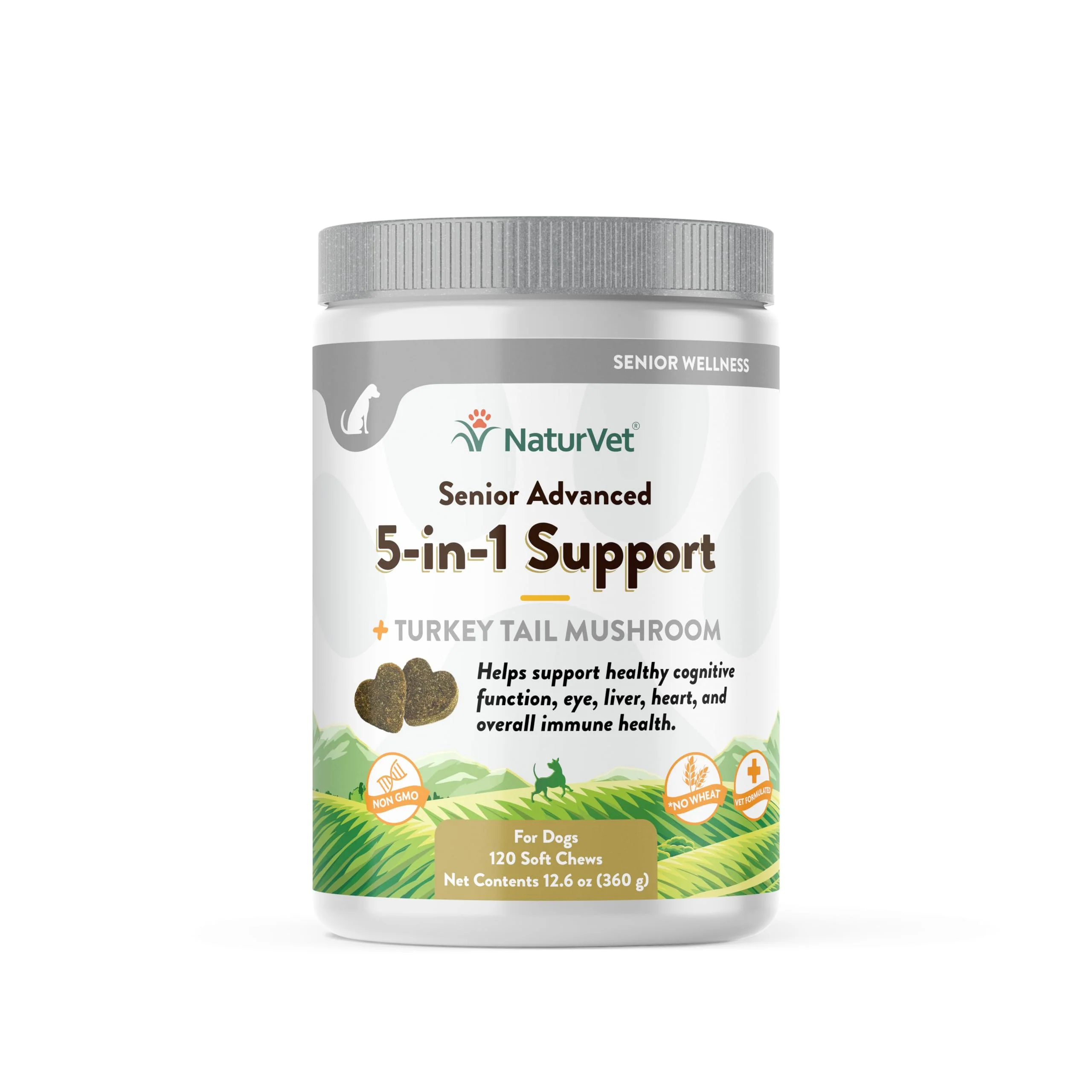 Stylish NaturVet Senior Advanced 5-in-1 Dog Supplement – Immune Heart Liver Cognition Eye Health 120 Ct Certified