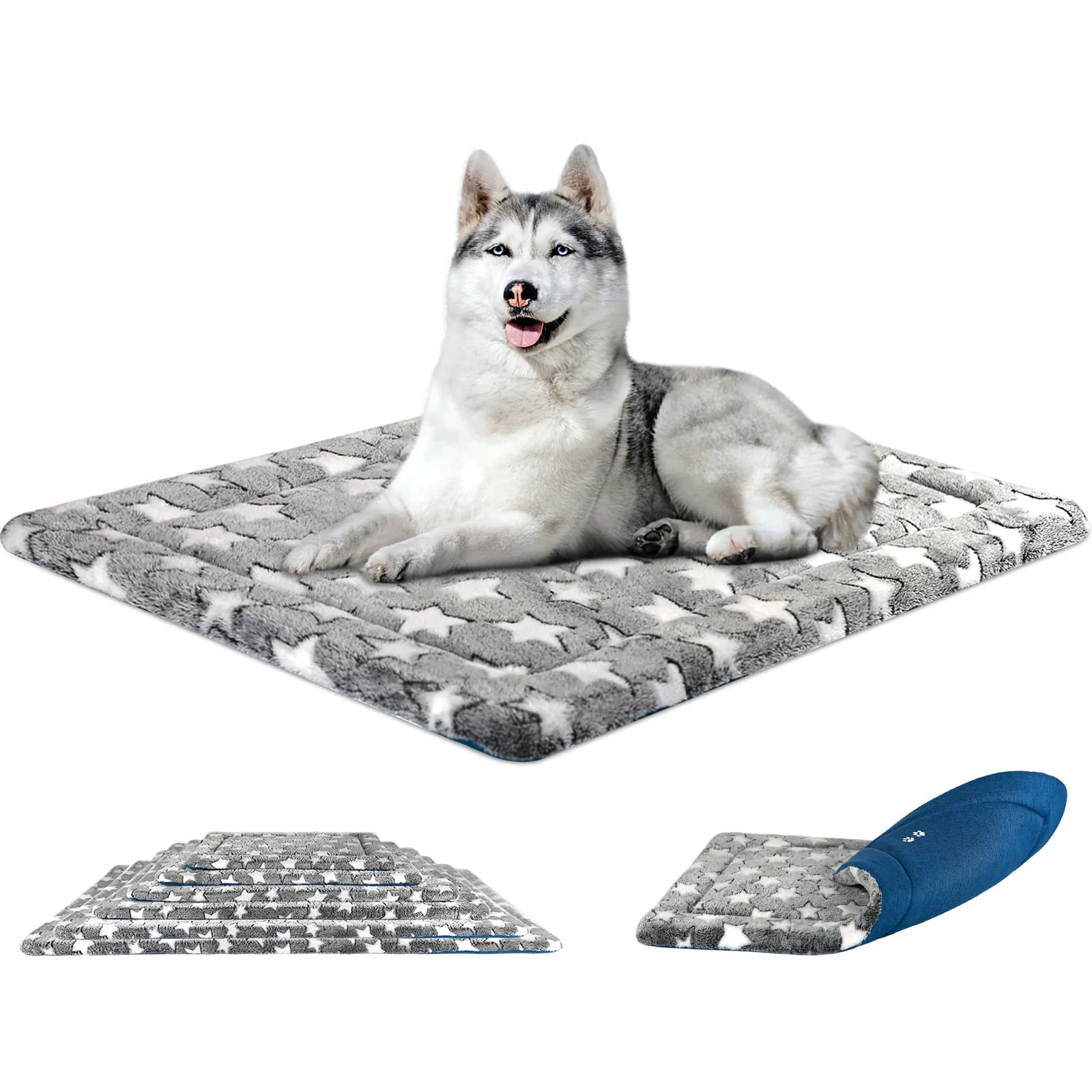 Lightweight KROSER Fancy Crate Pad Bed Mat Reversible Sizes Grey Navy VisaMastercardMaestroApple PayDiscoverShop Pay Luxury