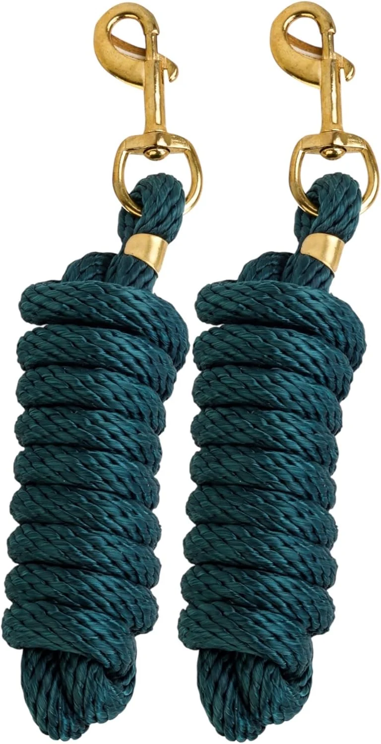 High-End SIE Pack of 2 Nylon 8ft Lead Ropes for Horse Halters Hunter Green Original Design
