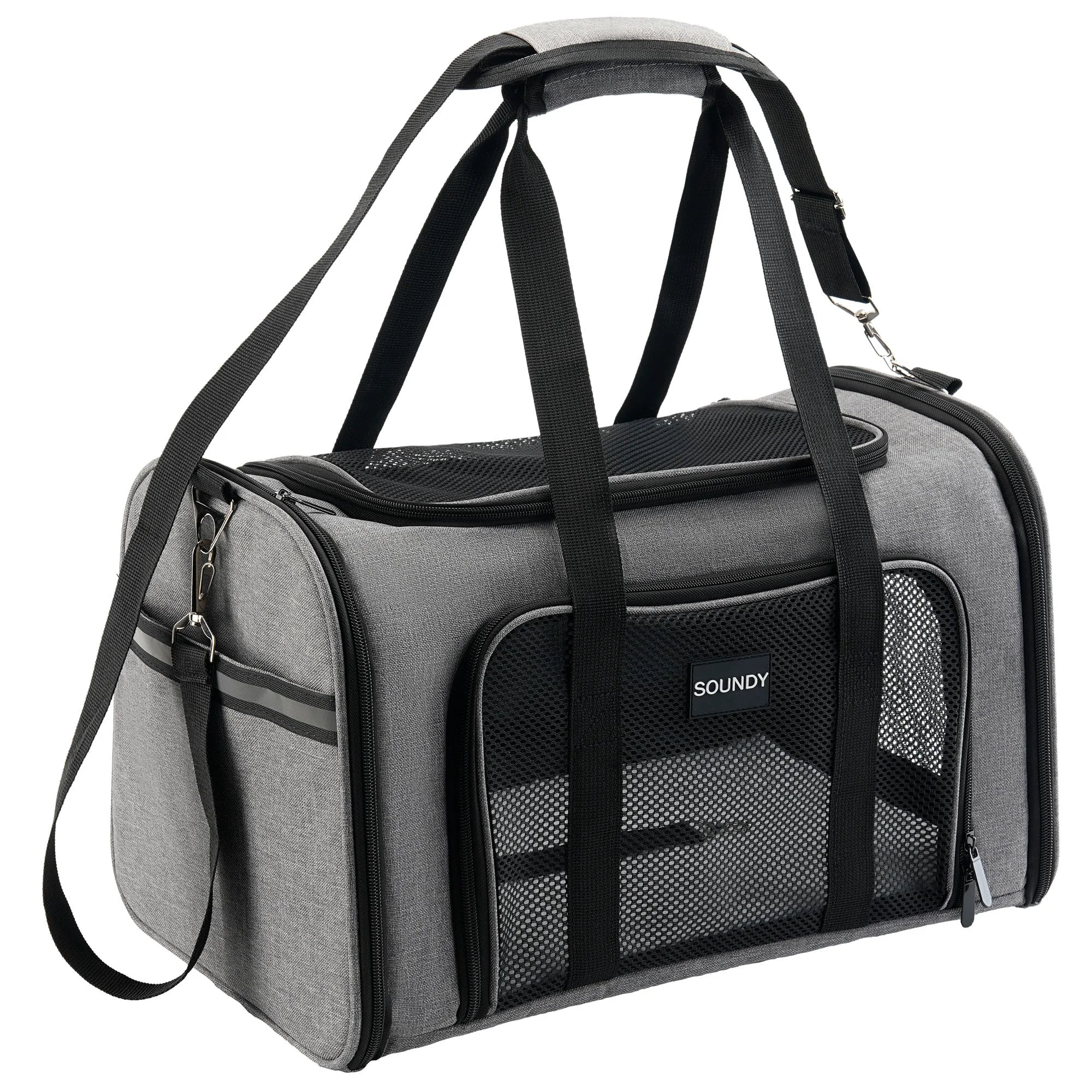 Fashionable Soundy Large Cat Carrier – Collapsible Ventilated Pet Bag for Pets Under 25 Lbs Large Grey Eco-Friendly