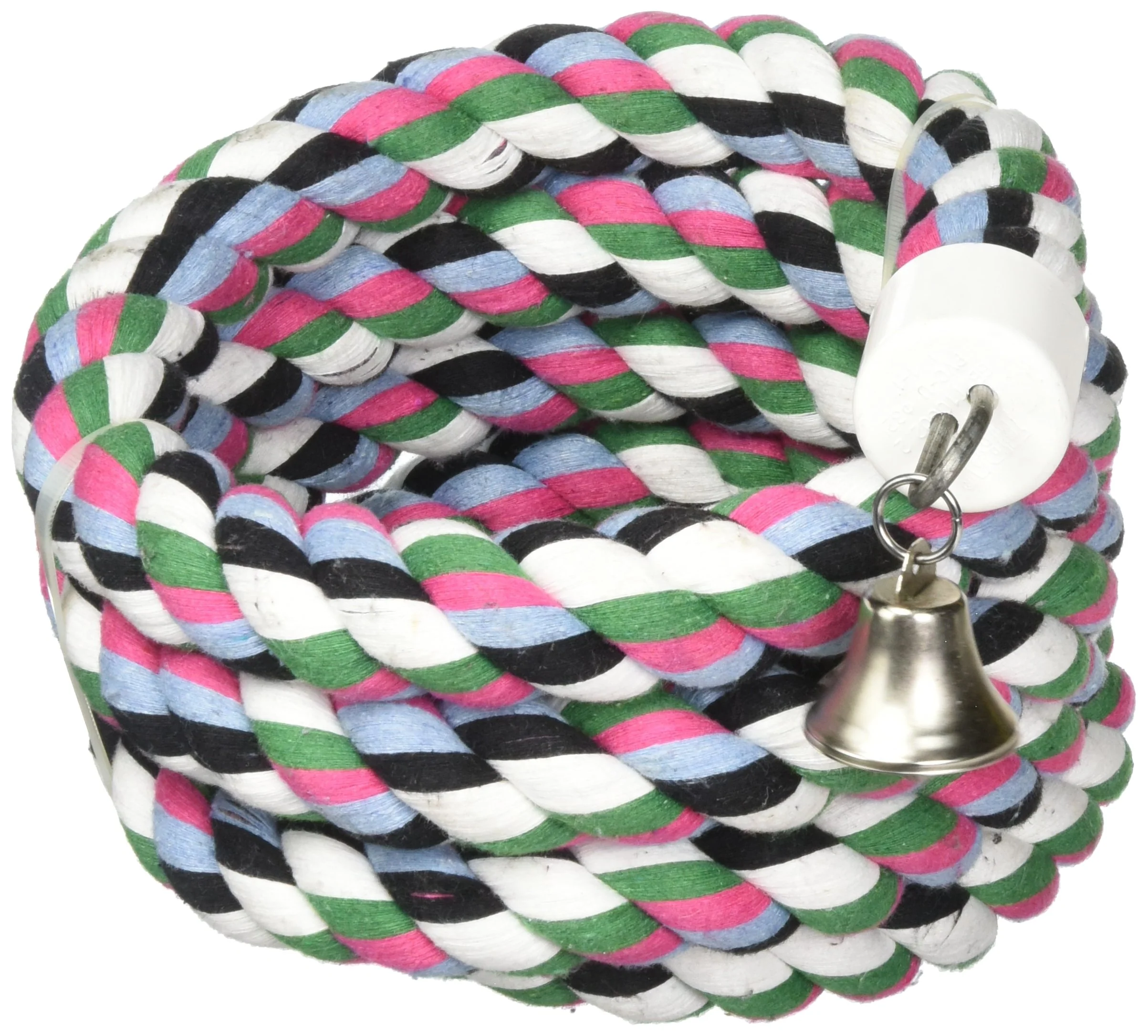 Lightweight A E Cage Company Happy Beaks X-Large Rainbow Cotton Rope Boing Bird Toy with Bell Next-Generation
