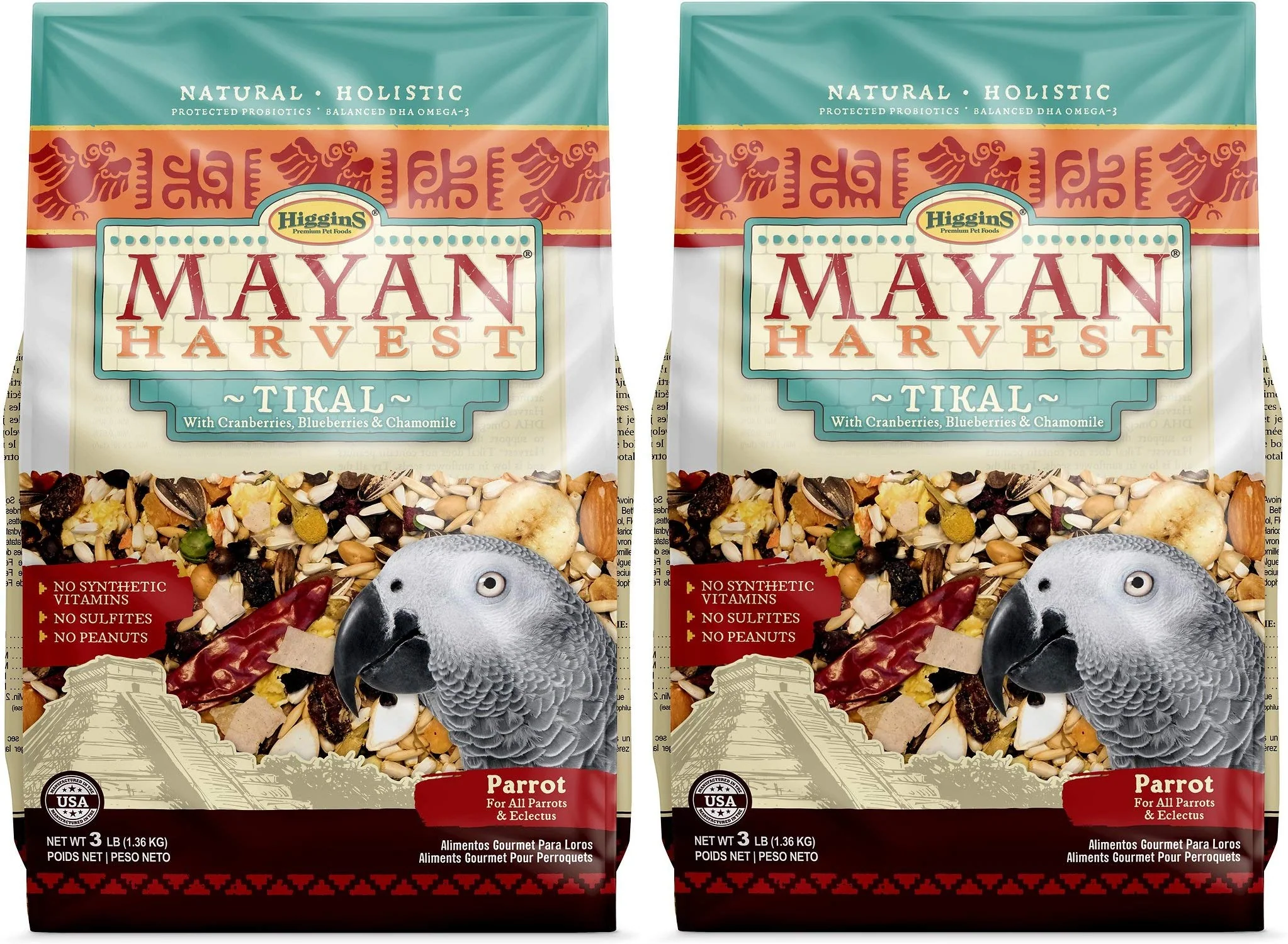 Artisan Higgins 2-Pack Mayan Harvest Tikal Parrot Food – 2 x 3 lb Holistic Parrot Nutrition Top-Quality