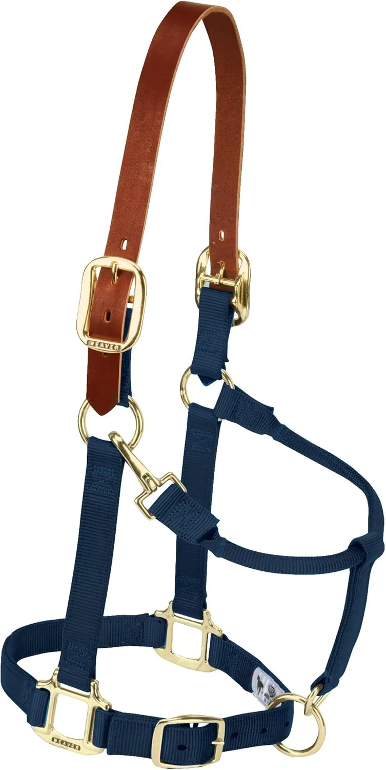 Sustainable Weaver Equine Breakaway Horse Halter Supple Leather Crown Adjustable Chin Throat Snap Halters for Horses Equine Tack Carefully Designed