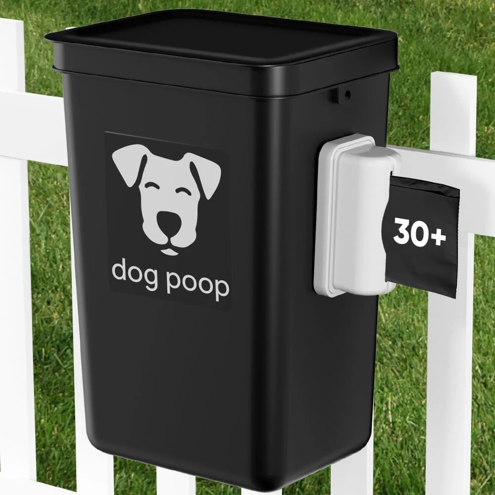 First-Class Moryimi 3.1 Gal Outdoor Dog Poop Trash Can with Lid Bag Dispenser Easy-to-Use