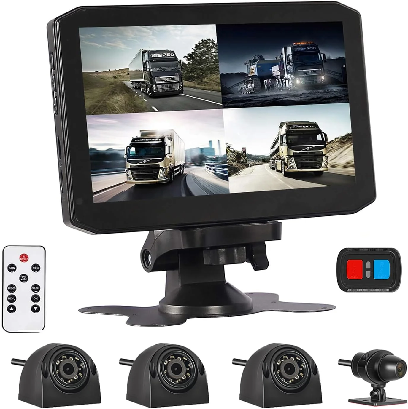 Prestigious YSTO 4CH Truck Dash Camera System DVR Recorder Waterproof Backup Camera Front Sides Rear VGA for Truck Tractor Semi Trailer Van 7.0 Monitor Infrared Night Vision Long-Lasting