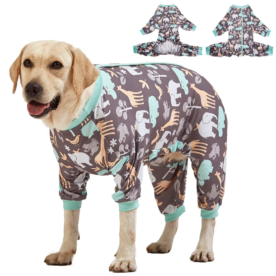 Reusable LovinPet Pitbull Pajamas Hippos Zoo Cozy Slim-Fit PJs for Large Dogs XL Smart