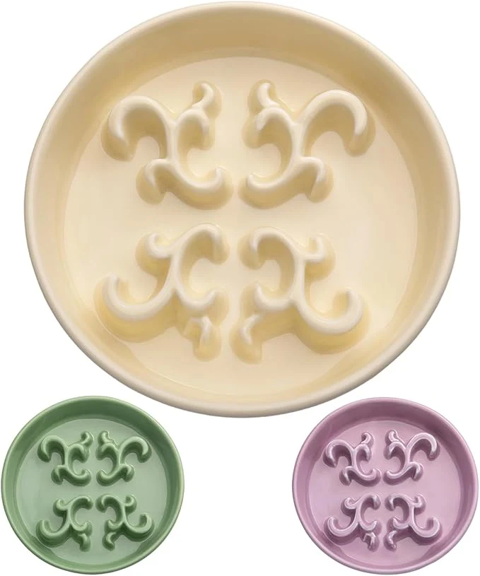 Efficient Slow Feeder Dog Bowl 0.6 Cups Ceramic Dog Food Dish for Fast Eaters Small Breed Puzzle Bowl for Small Dogs and Cats Yellow About ThisOverview Genuine