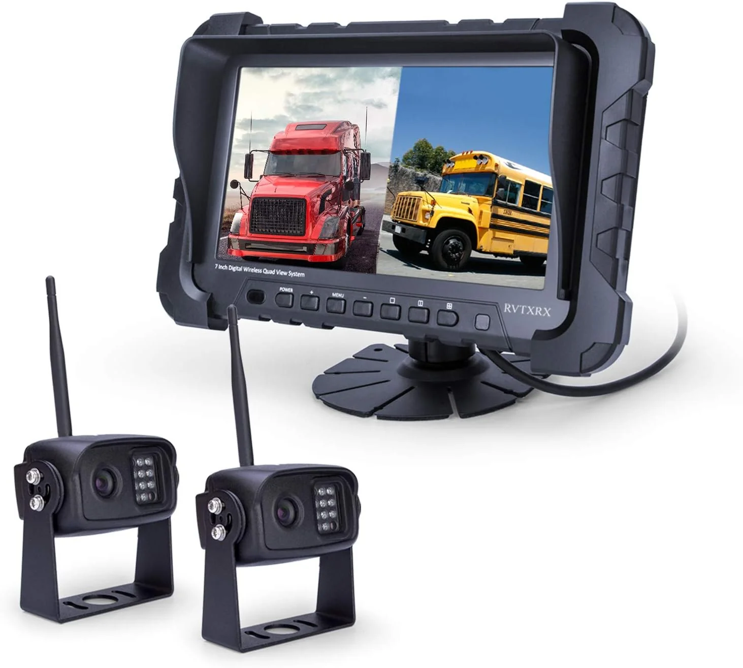 Prestigious Digital Wireless Backup Camera System Dual HD 720P Camera with Infrared Night Vision and Wide Viewing Angles 7inch Wireless Monitor Split Screen for Trailer R Camper 5th Wheel etc Smart