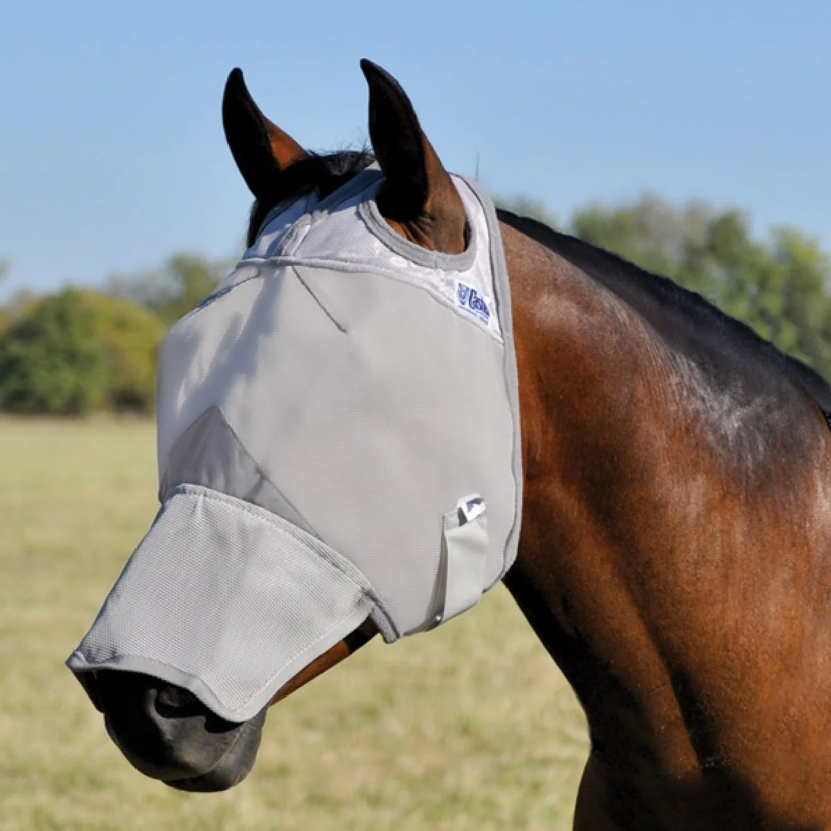Natural Cashel Crusader Fly Mask Long Nose – Grey Draft Breathable UV Shield Efficient
