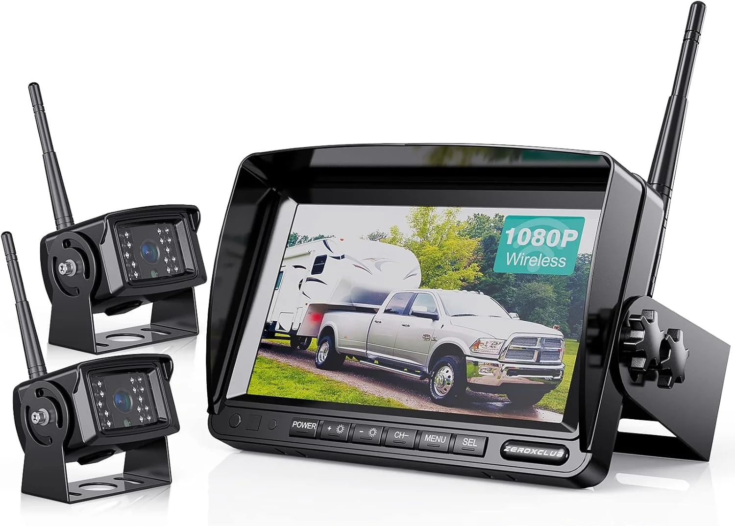 Solid Digital Wireless Backup Camera System Kit IP69K Waterproof Wireless 2 Rear View Camera 7 ™â€ LCD Dual Split Monitor for RV Truck Bus Camper Trailer WX02 Natural