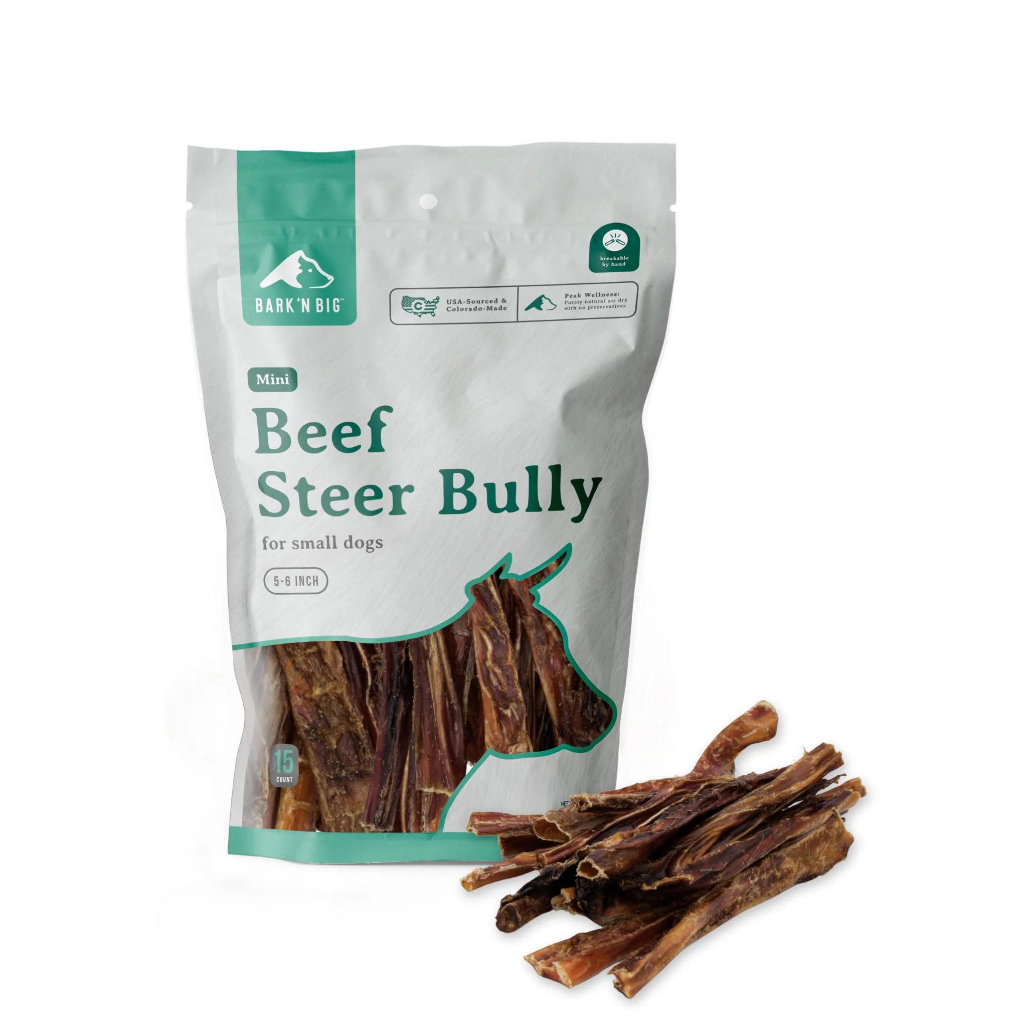Advanced BARK’N BIG USA Beef Steer Sticks for Dogs – 5-6 Inch Mini Bully Sticks 15 Count Made in USA Authentic