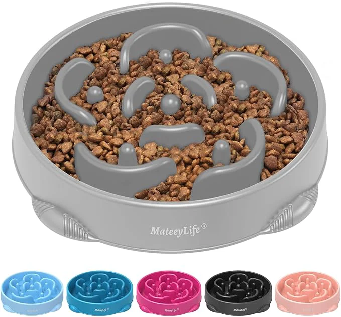 Exceptional MateeyLife Large Slow Feeder Dog Bowls Anti-Choking Puzzle Dog Food Bowls Anti-Slip Interactive Feeding Slow Down Eating Bloat Stop Maze Dishes for Large Breeds 4 Cups GrayAbout ThisOverview Environmentally Friendly