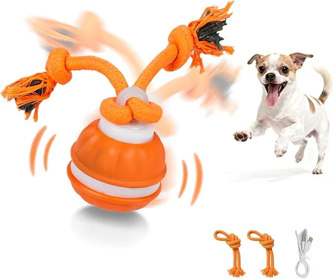 Crafted Interactive Dog Toys Dog Ball Automatic Rolling and Bouncing Moving Dog Toy Squeaky Rolling Balls with Flashing Light USB Rechargeable Chew Toys for Puppy Small Dogs Pet Ball to Keep Them BusyAbout This Sustainable