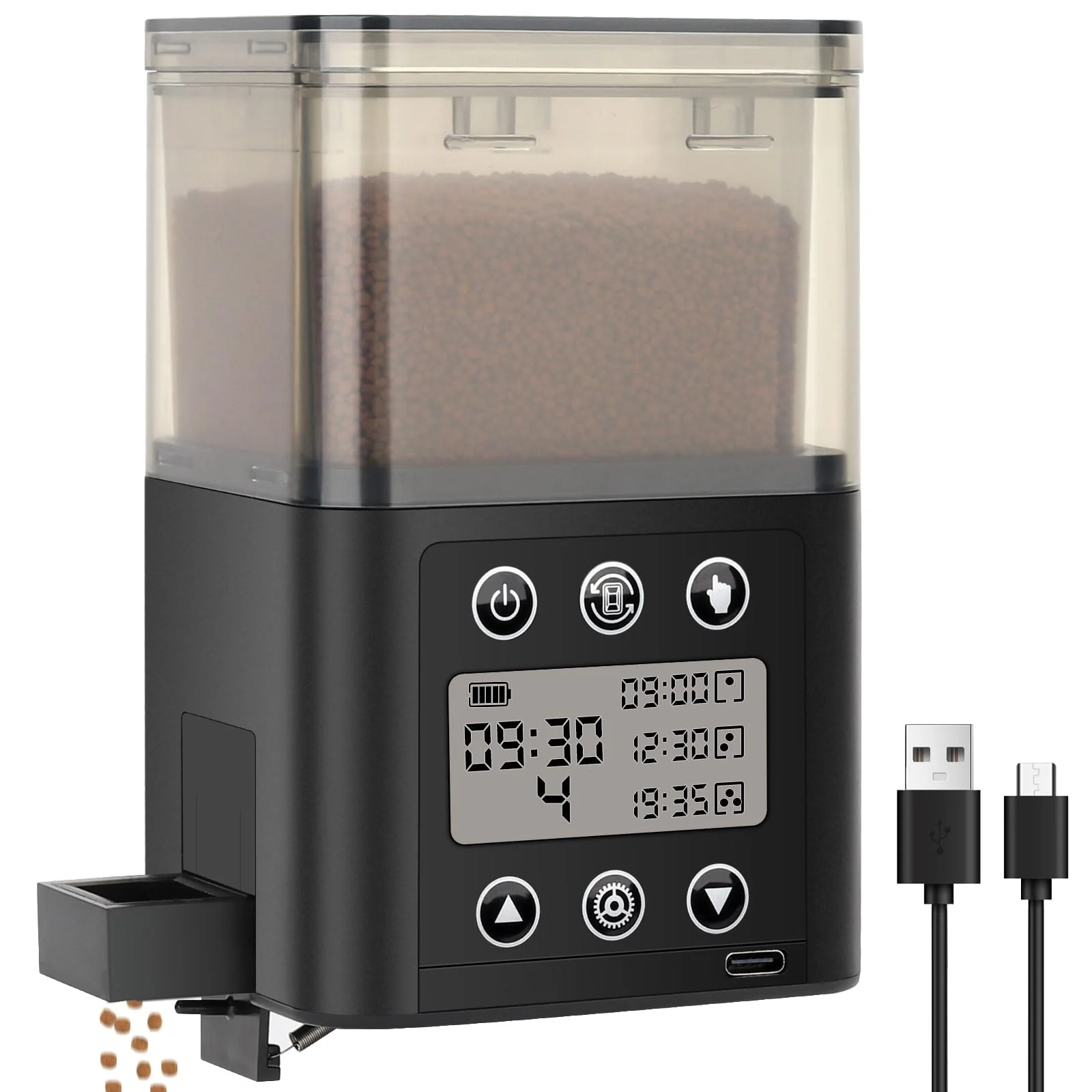 Long-Lasting Fishkeeper Smart Automatic Fish Feeder 320ml LCD Display USB Rechargeable High-Grade