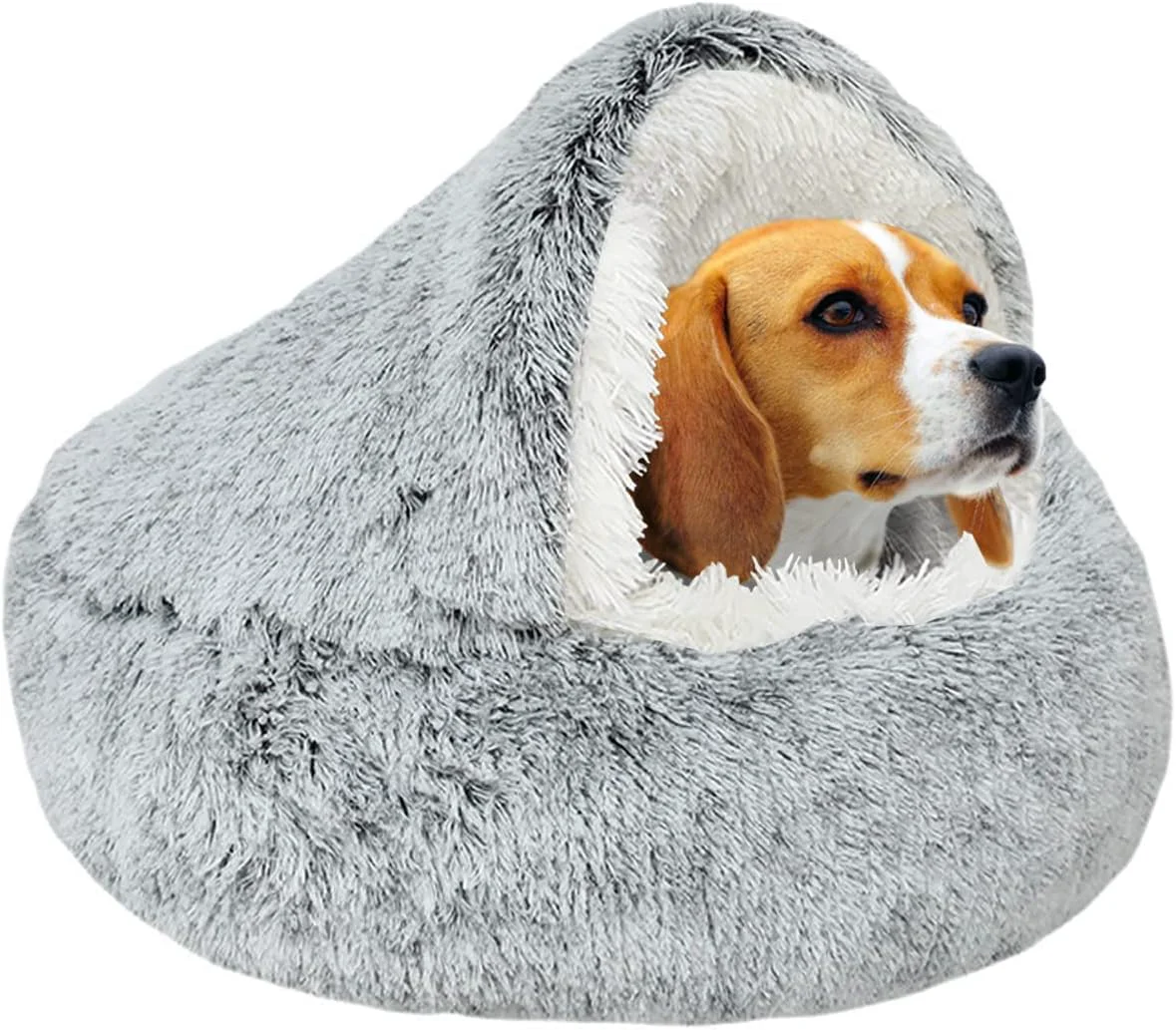 Detailed SUOXU Small Dog Bed 65cm – Plush Round Bed with Cave-Style Top Non-Slip Bottom Washable Original Design