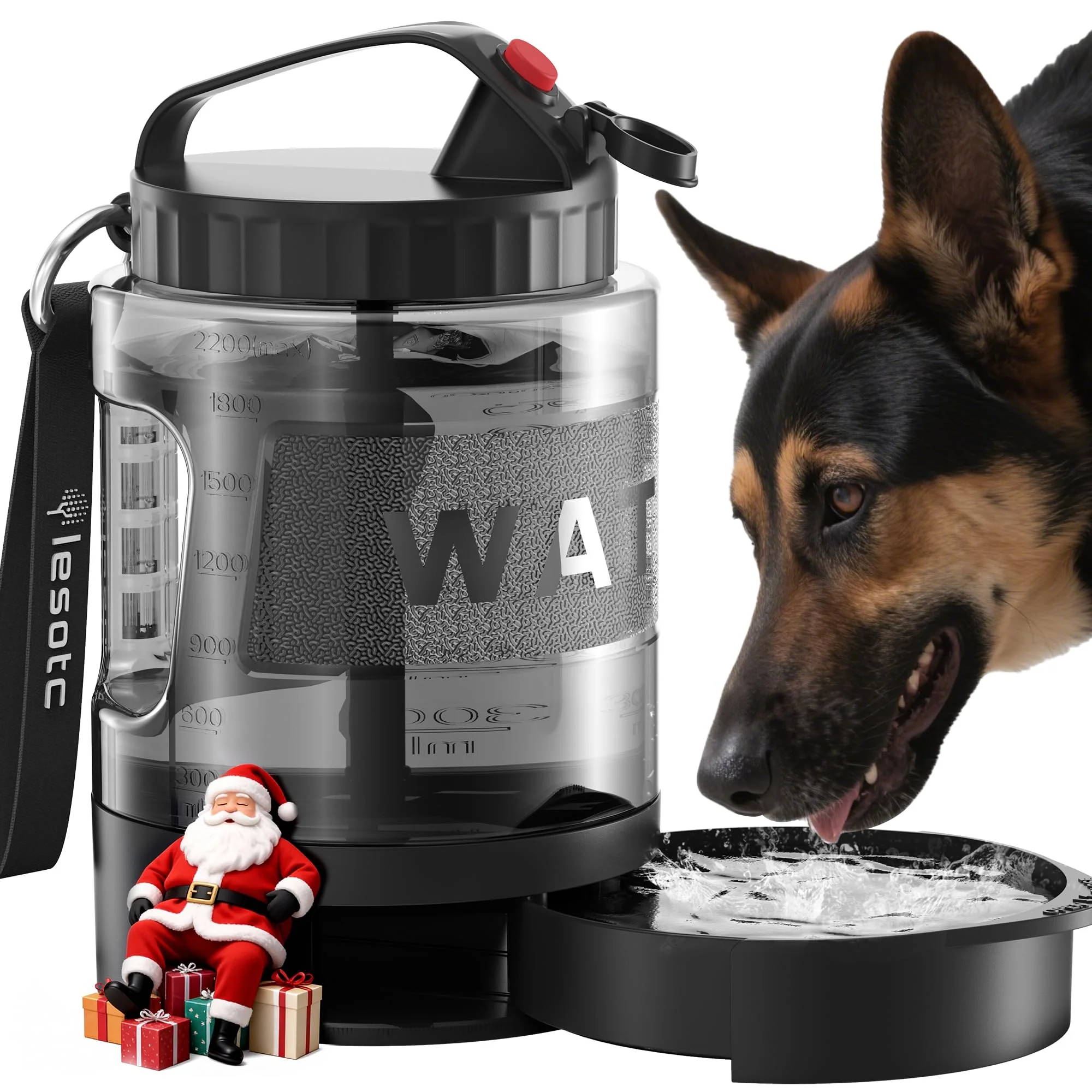 Long-Lasting lesotc Dog Travel Water Bottle 77oz – Leak-Proof 2-in-1 Portable Drink Bowl for Outdoor Adventures Consistent