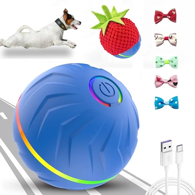 Versatile Interactive Dog Toys Dogs Ball Moving Dog Toy with Touch Activated Anti Boredom Dog Toys for Small Medium Dogs Tough Motion Activated Automatic Vibrating Dog Ball USB Rechargeable Blue About This Consistent