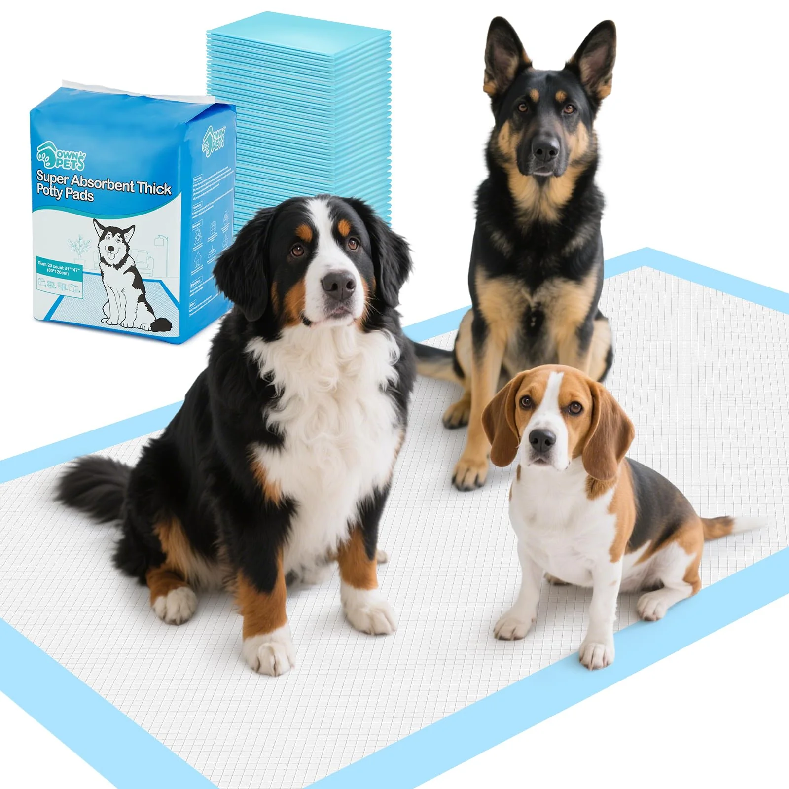 Natural Ownpets XXXXL Puppy Training Pad 31×47 — 20 Count Leak-Proof 6-Layer Quick-Dry First-Class