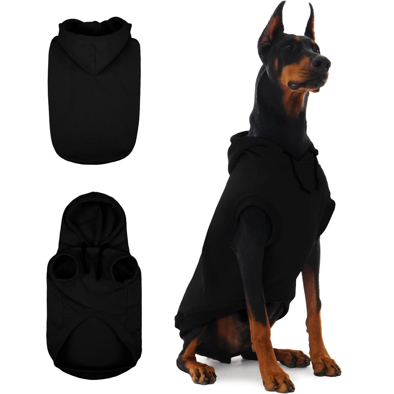 Convenient IECOii Large Dog Sweatshirts Lightweight Hooded Pullover for 2XL Black High-Grade
