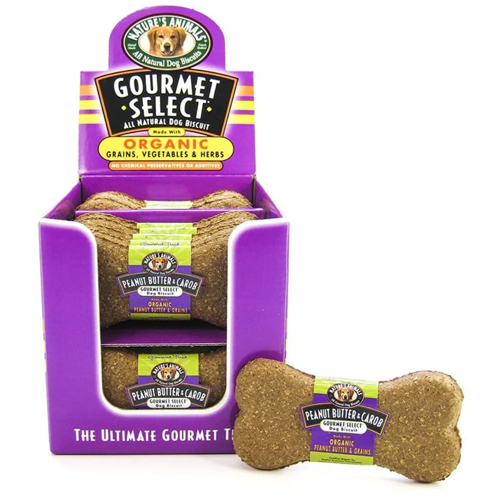 Verified Nature’S Animals Gourmet Select Dog Biscuit Display – Peanut Butter Carob 24-Pack Natural
