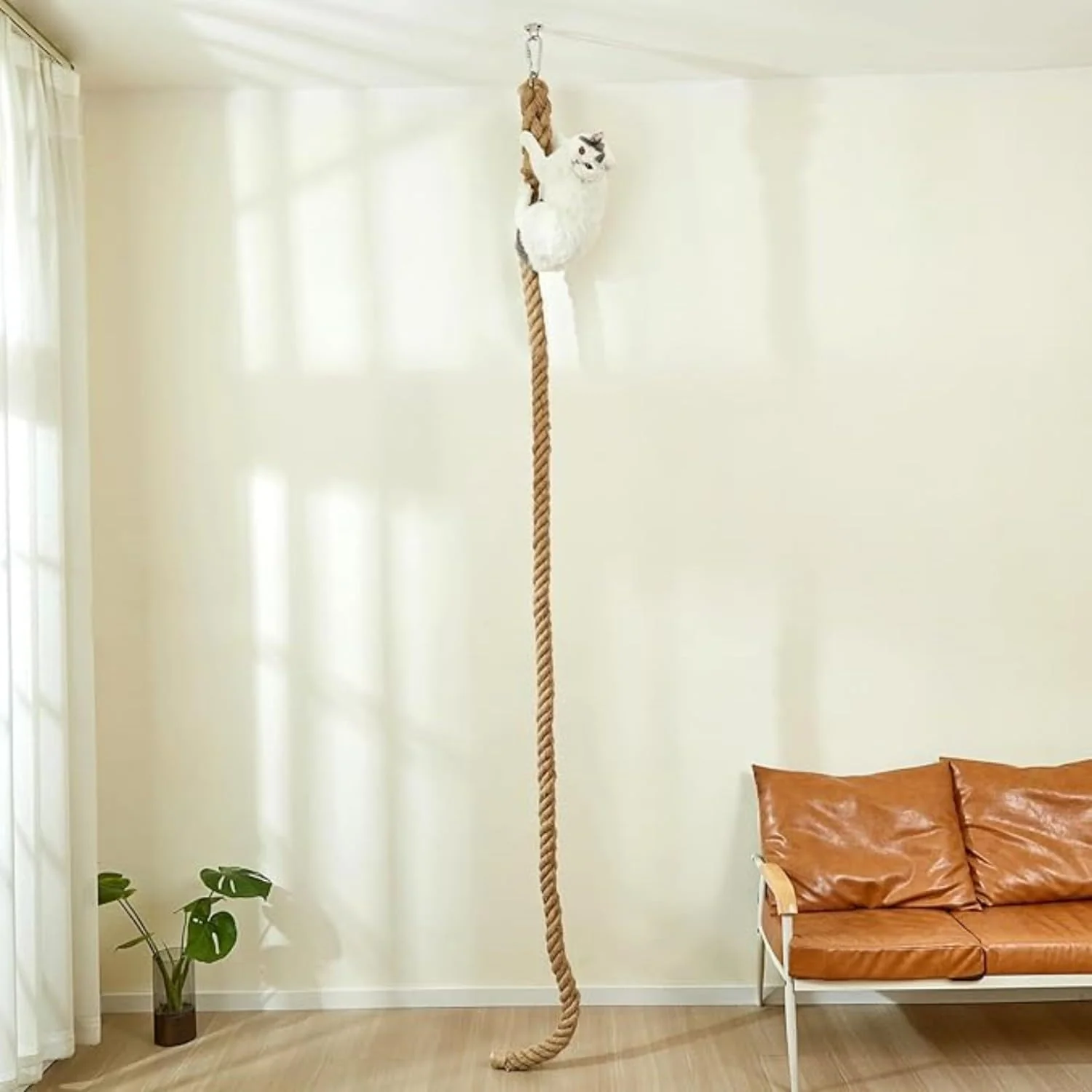 Outstanding SHENGOCASE 1.9 x 8.9Ft Cat Climbing Jute Rope for Ceiling with Hook Wall Mounted Furniture for Indoor and Outdoor Cats Cimbing Pole 8.9 Feet Traditional