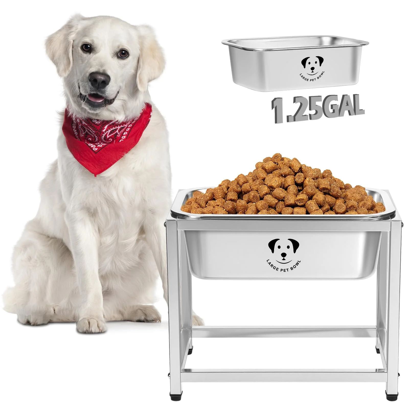 Outstanding GIXSEGIE 1.25 Gallon d Dog Water Bowl — 10.23-Inch Raised Stainless Steel Bowl on Full Metal Stand Indoor Outdoor Recyclable