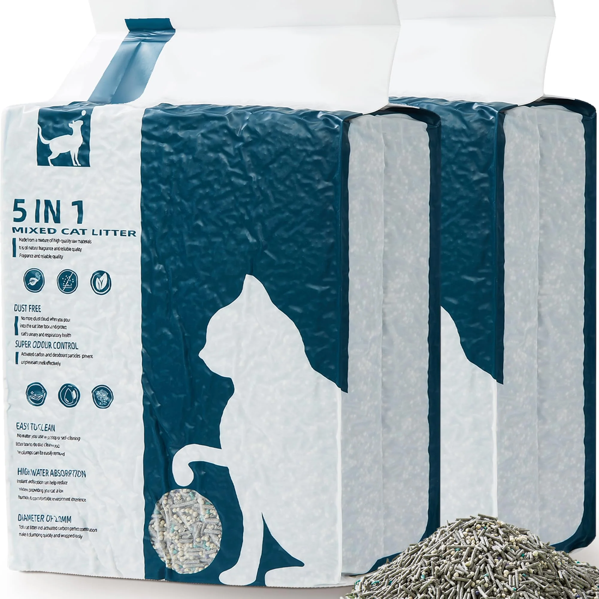 Refined Vealind Cat Litter Fast Clumping Tofu Flushable Odor Control 2-Pack 16 lb – Unscented Recyclable