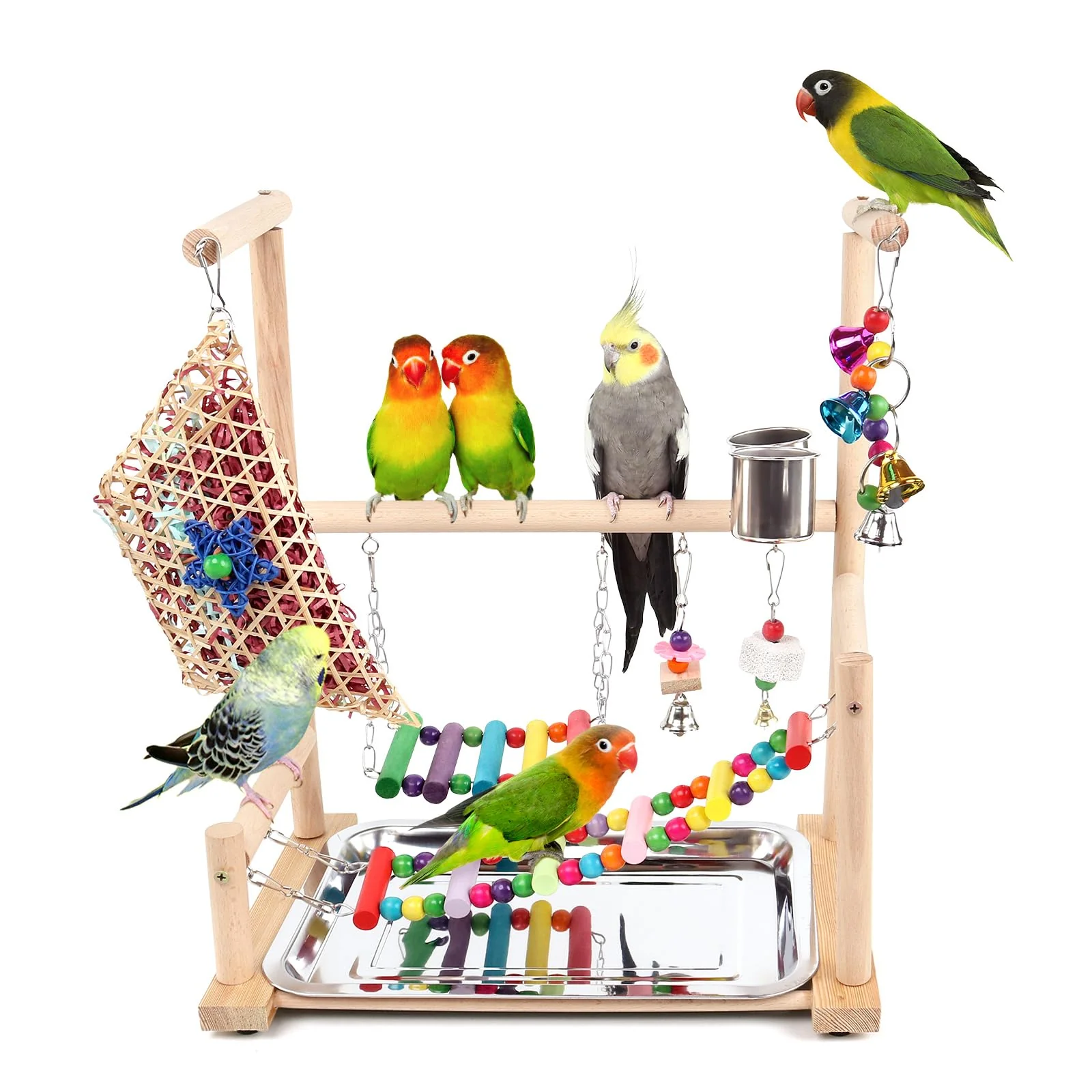 Fashionable HPAWHOMEPART Bird Playground Playstand for Parrots — Ladders Chew Toys Feeder Cups Enhanced