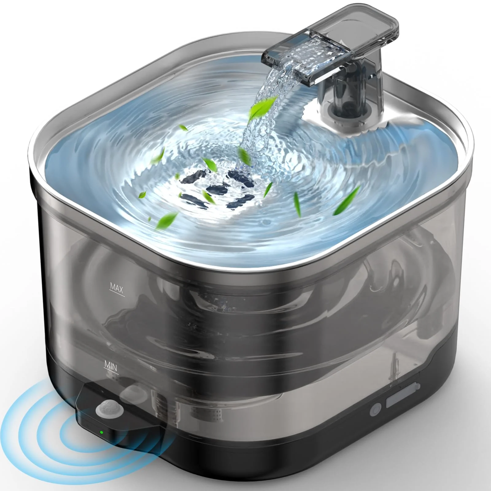 High-Grade Accokids Wireless Cat Water Fountain – Cordless with External Pump 5000mAh Battery 68oz Motion Sensor Quiet Pump Artisan