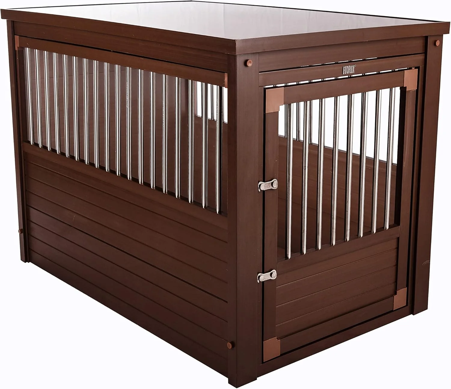 Excellent New Age Pet ECOFLEX Dog Crate End Table – Furniture-Style Pet Crate for Crate Trained Dogs – Stainless Steel Tubing a Latched Closure – 10 Year Manufacturer’s Warranty X-Large Brown Exceptional