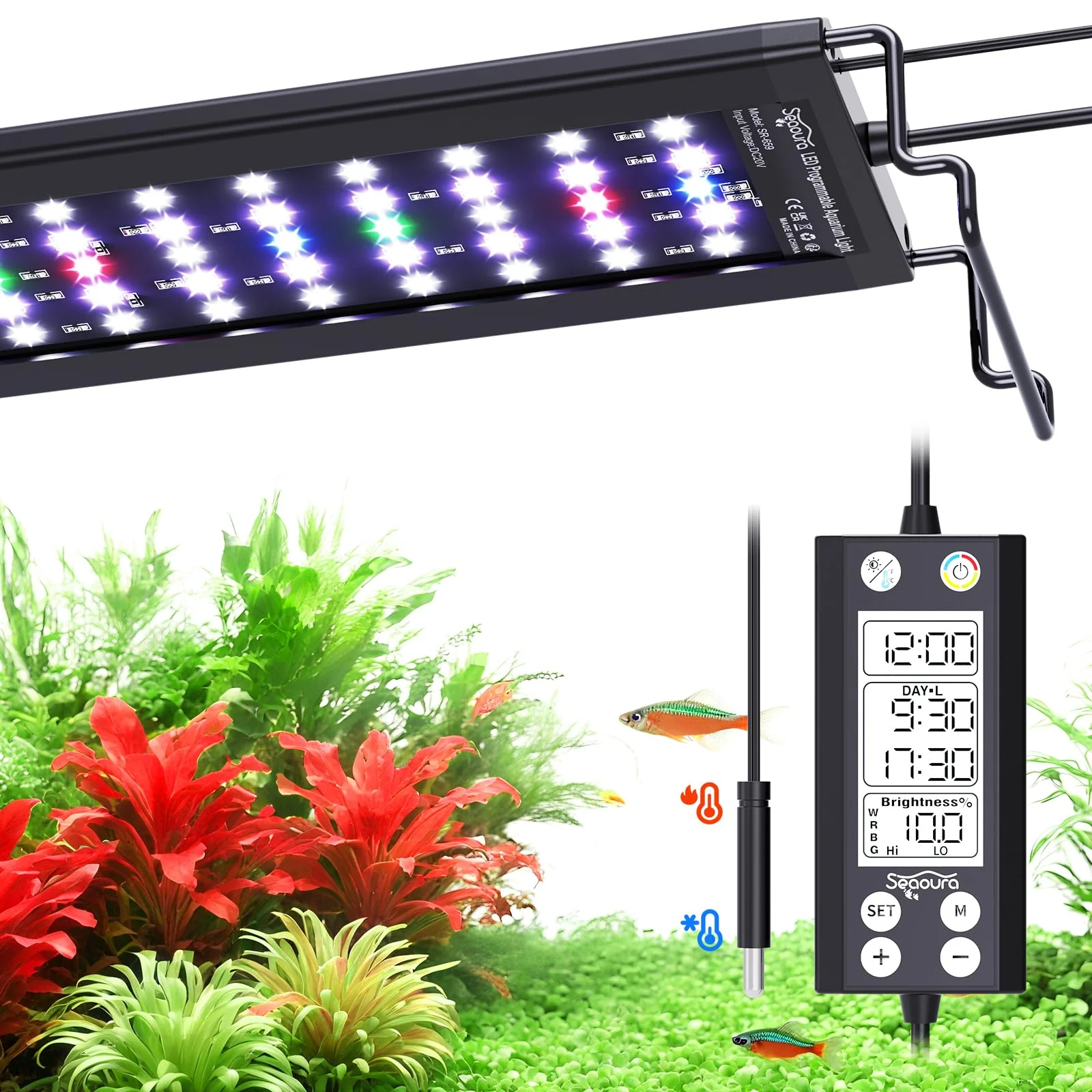Exceptional SEAOURA LED Aquarium Light Full Spectrum WRGB 12-18in 20-Level Dimming 3 Timers Temperature Monitoring Top-Quality