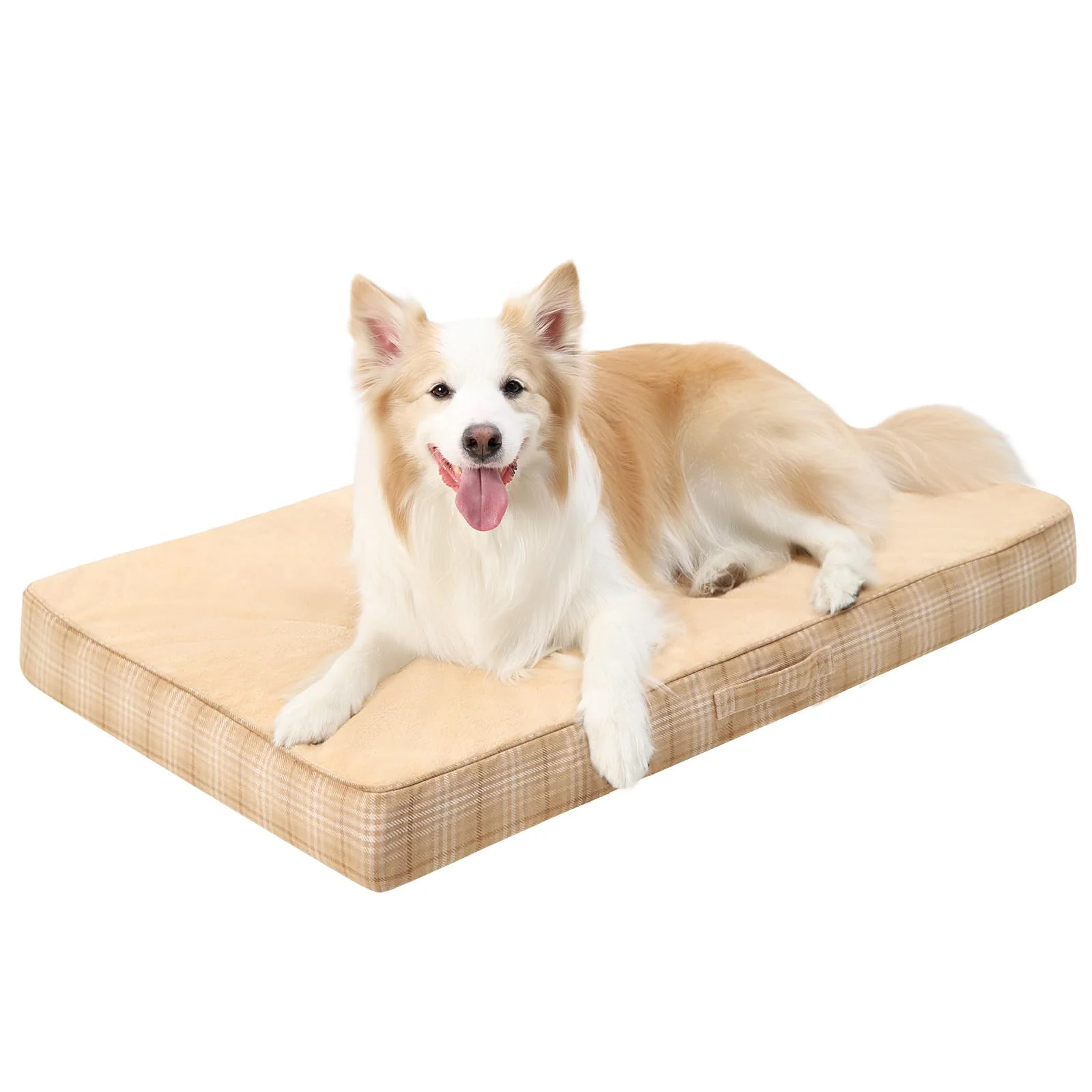 Proven MIHIKK XXL Washable Orthopedic Dog Bed – Large Dogs Waterproof Egg Crate Foam 47×29 Light Brown Long-Lasting