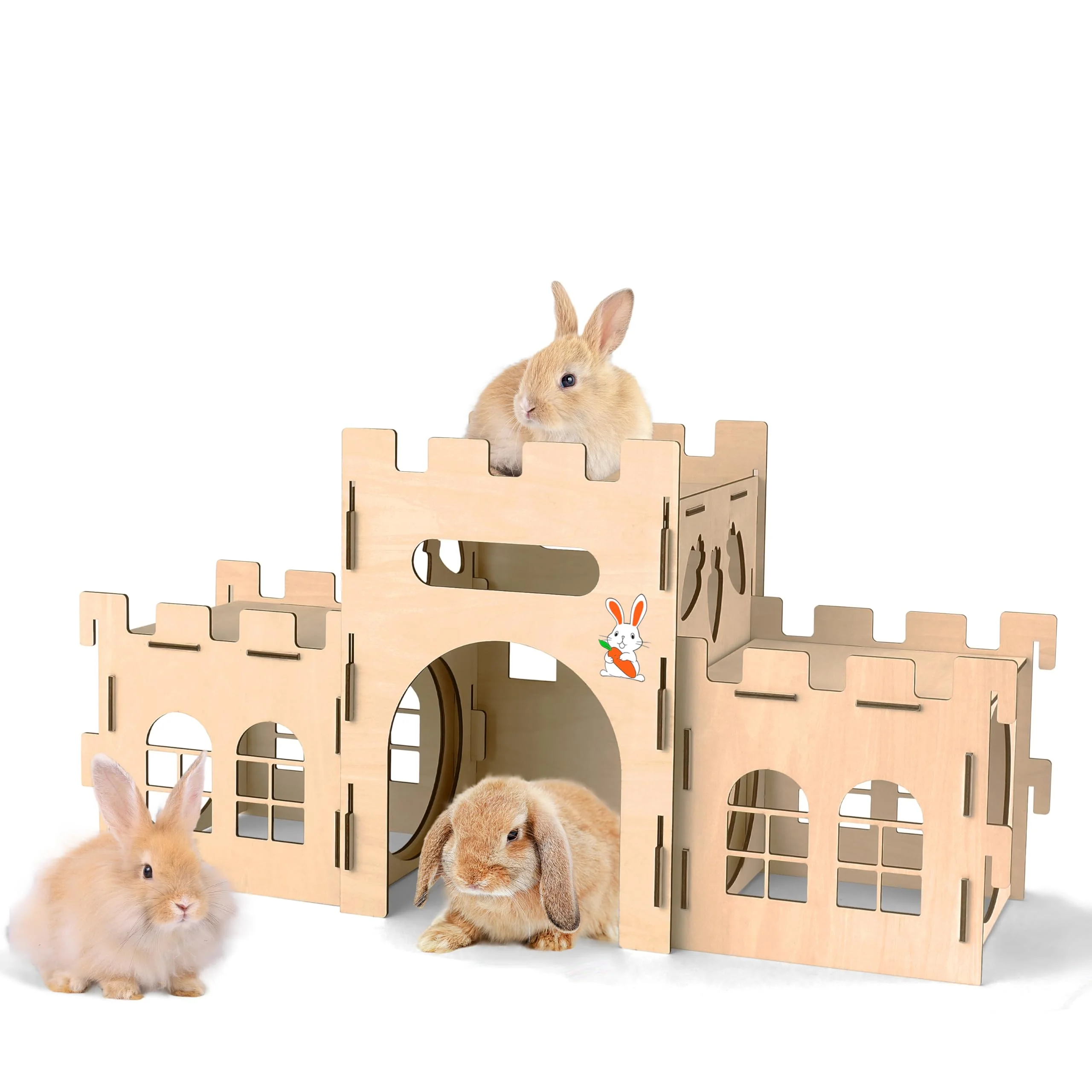 Outstanding HIIMALEX Extra Large Bunny Castles Hideout – Indoor Rabbit Tower with Split Balcony Original