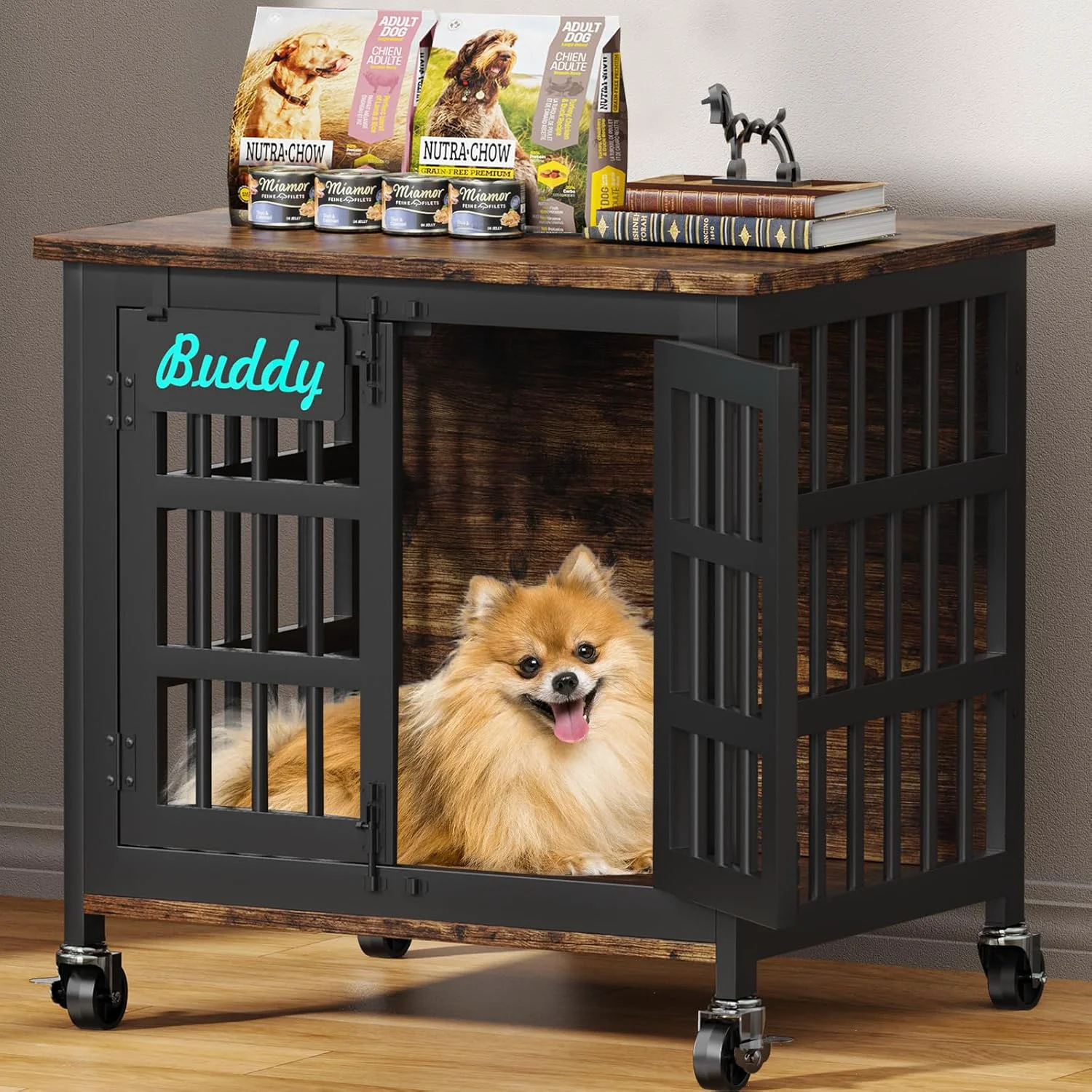 Authentic EasyCom Heavy Duty Dog Kennel Indoor with Name Tag 27 Dog Crate Furniture for Small Dogs Double-Doors Sturdy Metal Dog Cage for Anxiety Dog Official