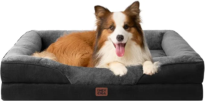 Stylish EHEYCIGA Orthopedic Dog Bed for Large Sized Dog Waterproof Liner Washable Minimalist