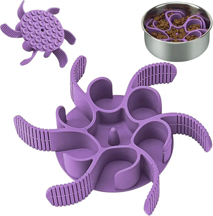 Healthy Dog Slow Feeder Bowls Silicone Spiral Pet Food Feeder Insert to Slow Down Eating for Large Medium Small Breed Dogs with Stainless Steel Glass Ceramic Pet Bowls Purple About ThisOverview Professional