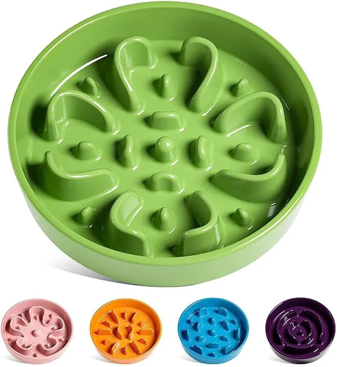 Solid LE TAUCI Slow Feeder Dog Bowls Ceramic 3 Cups Slow Feeding Dog Bowl Medium Large Breed Pet Bowl for Fast Eaters Puzzle Pet Dishes Clover GreenAbout ThisOverview Original