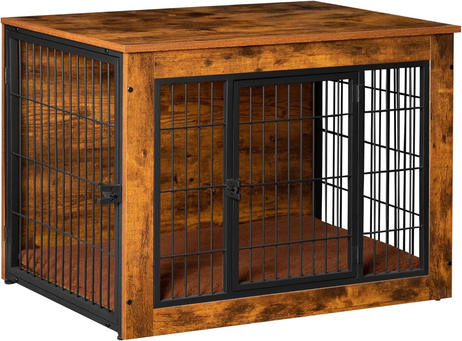 Contemporary Bigrab Dog Crate Furniture with Thick Cushion Side End Table Wooden Dog Cage with Double Doors Chew-Resistant Dog Kennel Dog House Indoor for Small to Large Dog M High-Quality