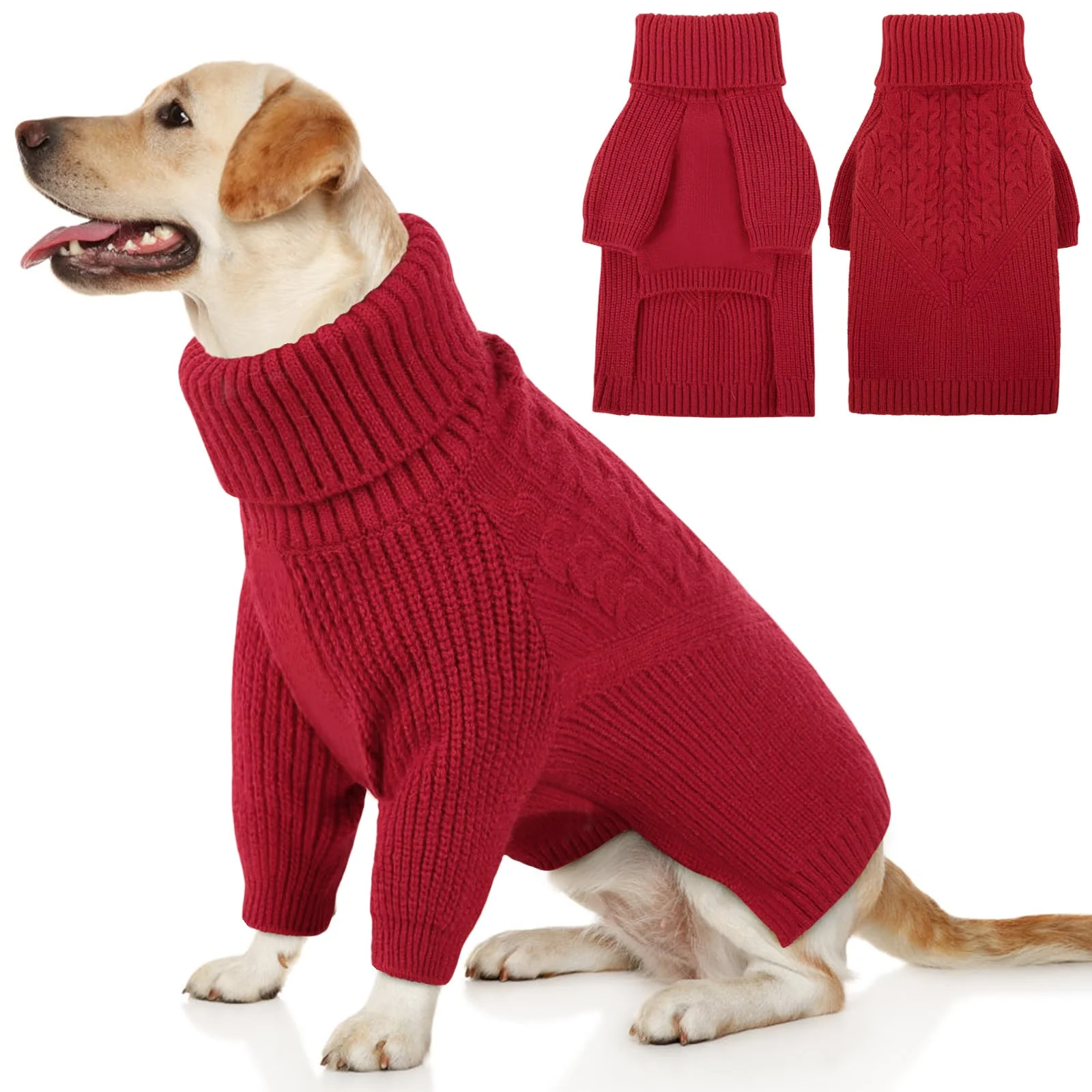 Classic Queenmore XXL Dog Sweater – Red Knit for Large Dogs Winter Warmth Recyclable