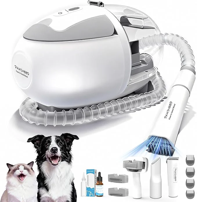 Minimalist Dog Grooming Vacuum with 2L Dust Cup 13000Pa Suction 5-in-1 Low Noise Pet Grooming Kit with Clipper Steam Brush for Shedding Dog Vacuum for Dogs and Cats Advanced