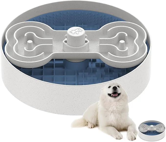 Authentic Puzzle Feeder Slow Feeder Dog Bowl with Lick Mat and Puzzle Inserts – Non-Slip Base Adjustable Speed Design Dishwasher Safe for Large Dogs BlueAbout ThisOverview Comfortable
