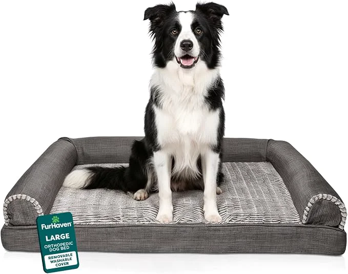 Artisan Furhaven Orthopedic Dog Bed for Large Medium Dogs w Removable Bolsters Sophisticated
