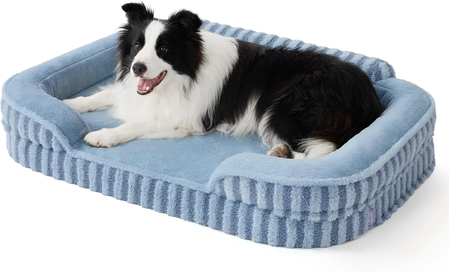 Flexible LE SURE Cute Dog Beds for Extra Large Dogs Orthopedic Waterproof XL Pet Bed with Sides Non-Slip and Egg-Crate Foam Big Dog Couch Sofa with Washable Removable Cover Blue Organic