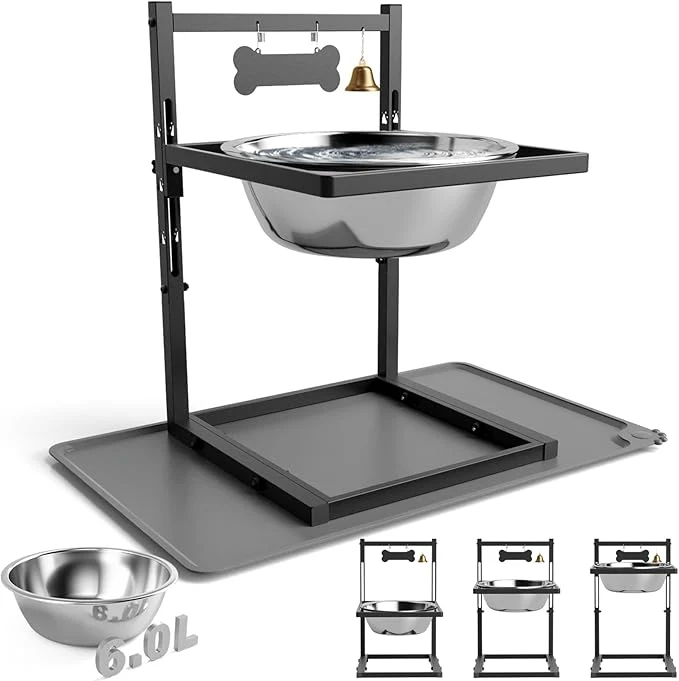 Relaxed SHAINFUN 203oz d Dog Water Bowl for Large Dogs with Mat Adjustable Height 10-17.8in Tall Raised Dog Water StandAbout ThisOverview Trusted