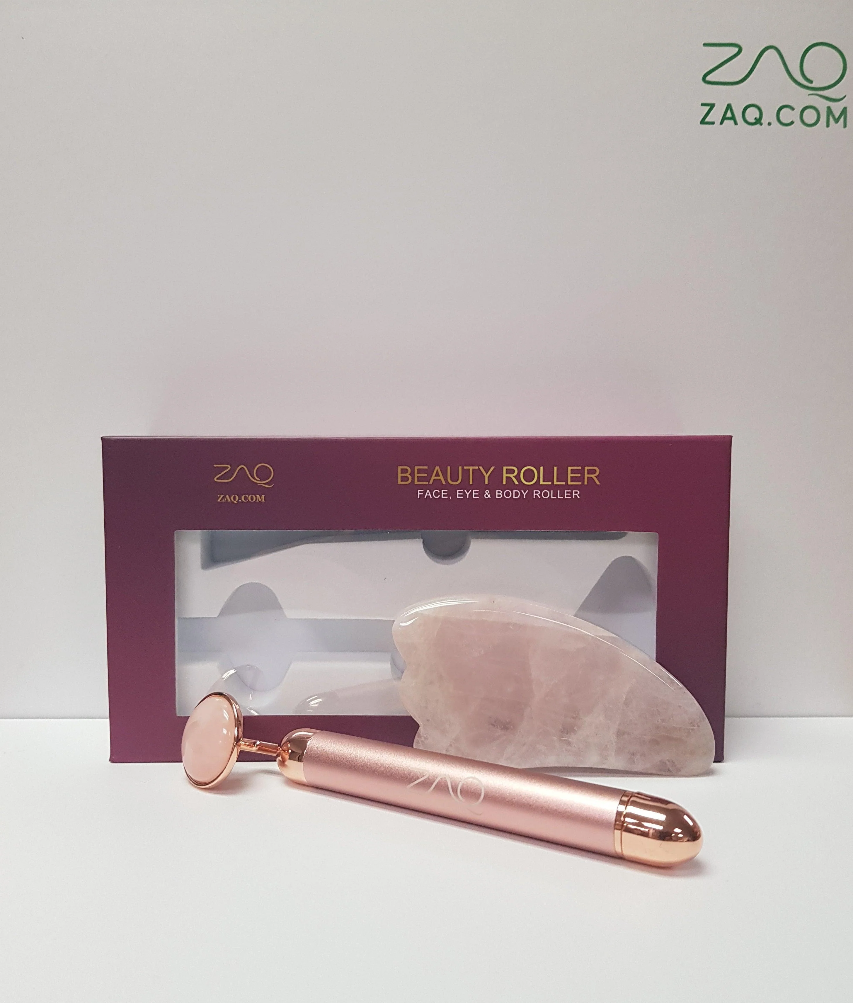 Authentic MOON Roll-On Rose Quartz W-Sonic Massaging Vibrating Face Roller Gua Sha Set High-Quality