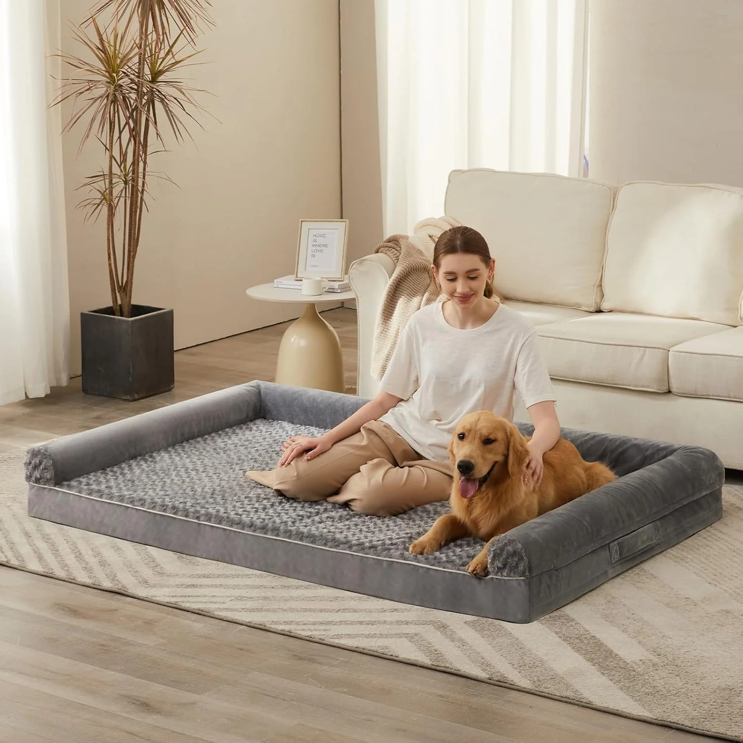 Elegant BFPETHOME Dog Beds for Large Dogs Orthopedic Dog Bed for Medium Large Dogs Big Waterproof Couch Pet Bed with Removable Washable Cover Official
